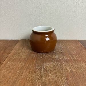 Hall China #461 Brown Boston Bean‎ Pot No Cover Shelf Decor Change Vanity Jar